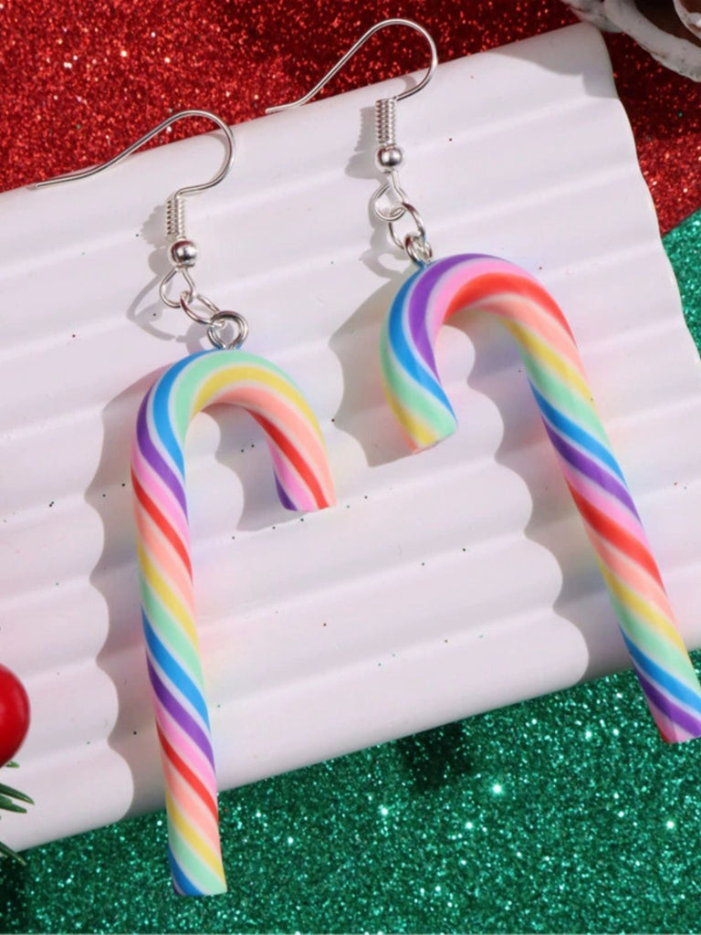 Weihnachten Regenbogen Zuckerrohrbonbon Farbe Ohrringe