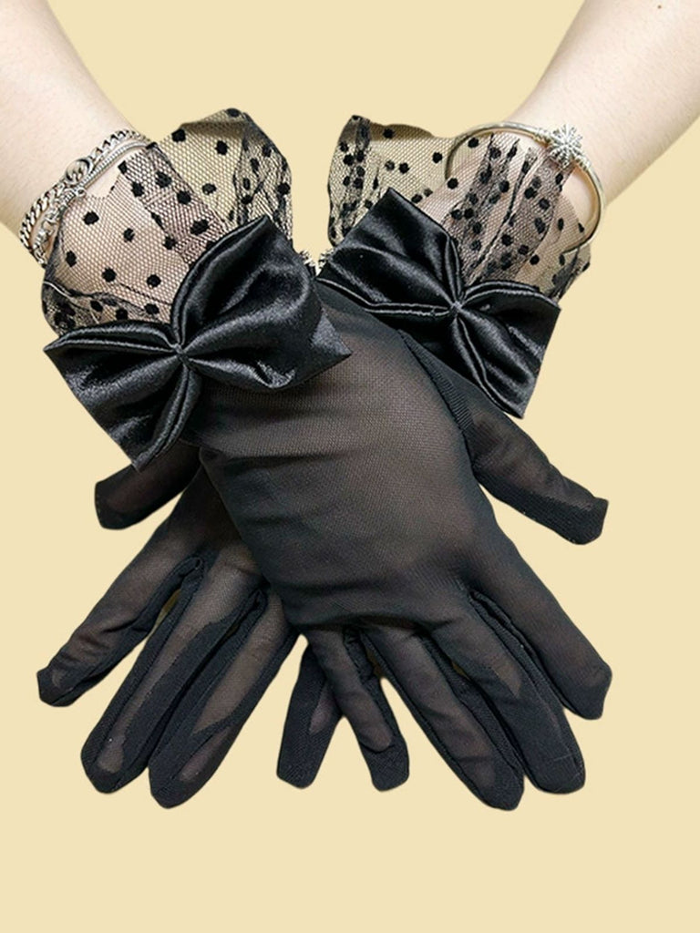 Retro Dots Netz Bogen Transparente Handschuhe