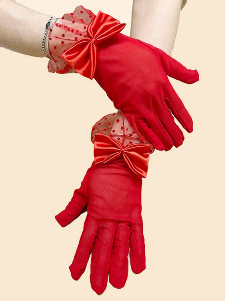 Retro Dots Netz Bogen Transparente Handschuhe