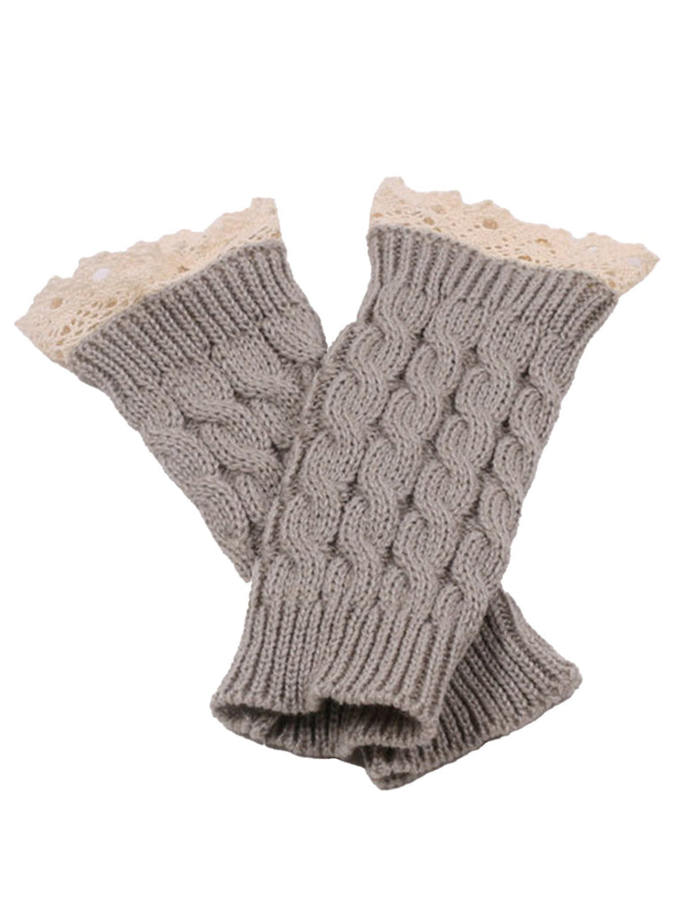 Vintage Spitze Patchwork Verdreht Stricken Fingerlos Handschuhe