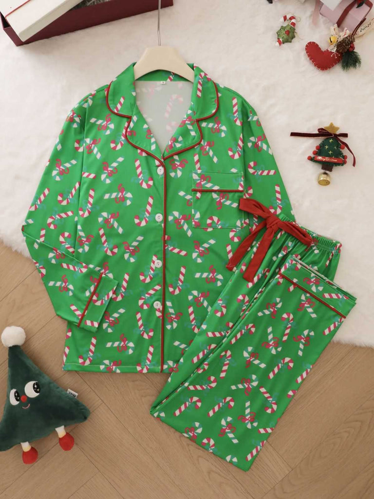 1950er Weihnachten Zuckerstange Pyjama-Set