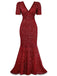 1930er Pailletten Bogen Maxi Meerjungfrauen Kleid