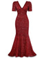1930er Pailletten Bogen Maxi Meerjungfrauen Kleid