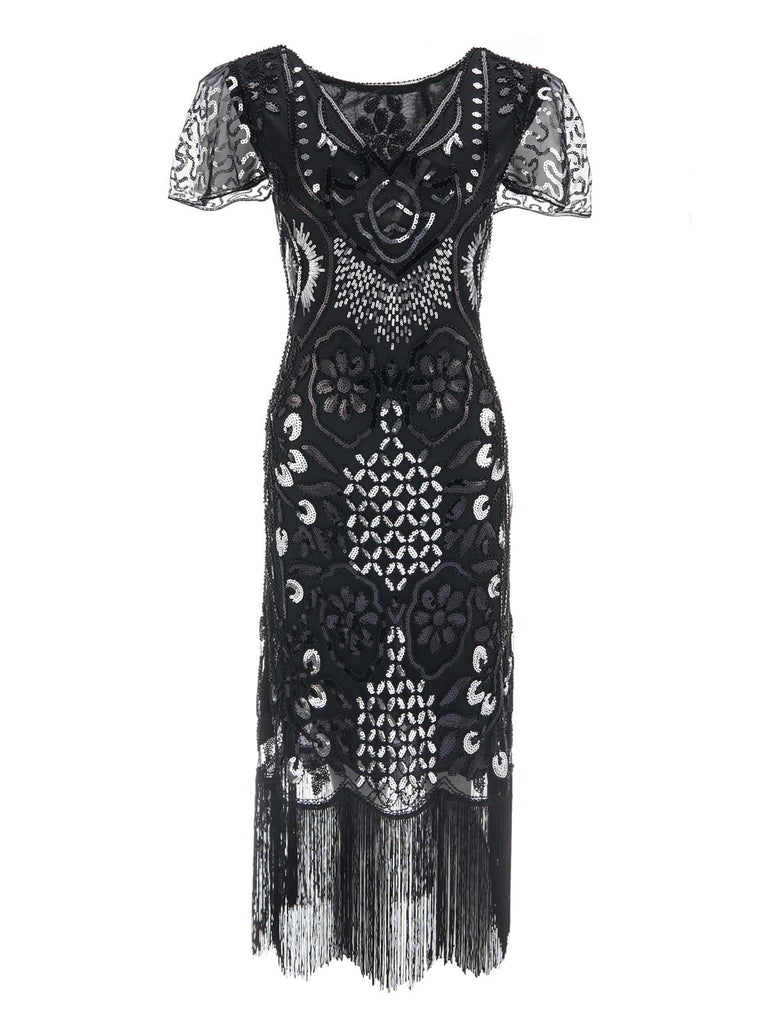 1920ER PAILLETTEN PERLEN PARTY FRANSEN KLEID