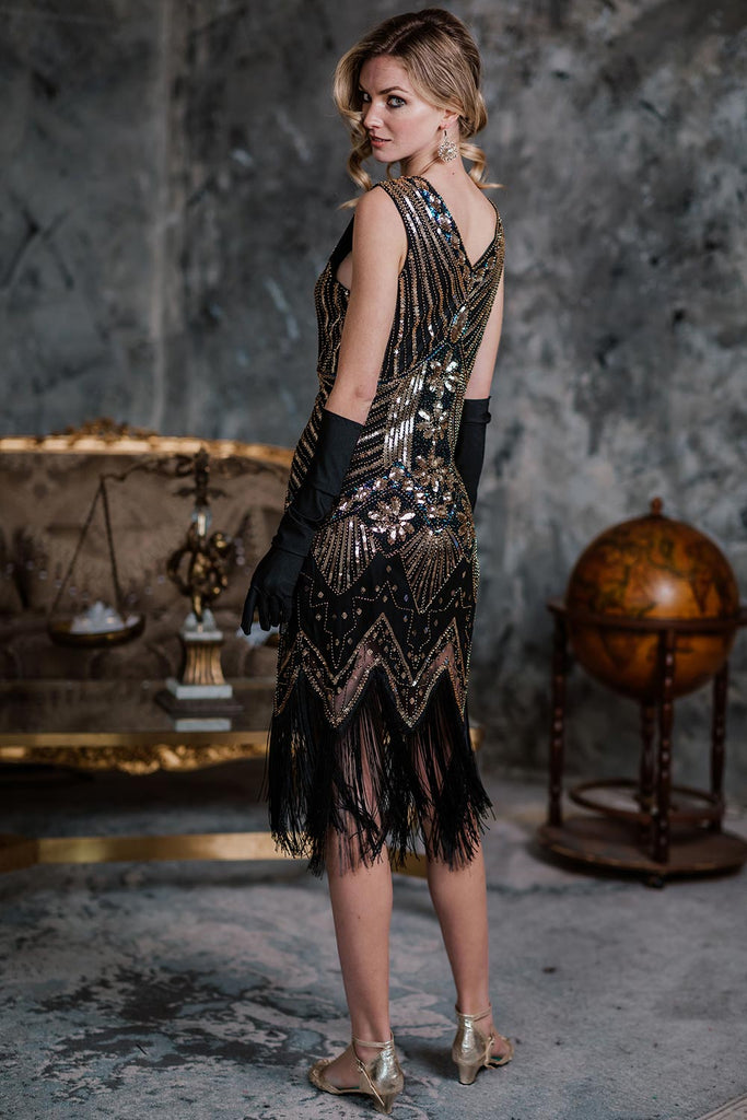 1920ER PERLEN PAILLETTEN FRANSEN VINTAGE KLEID