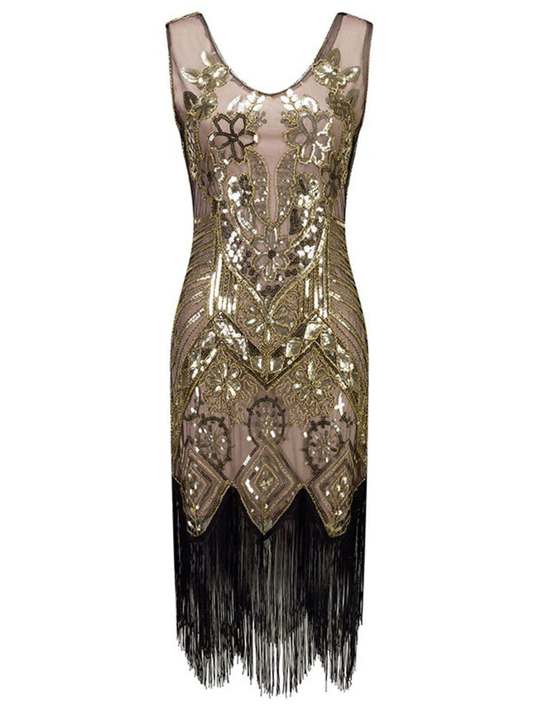 1920ER ROSA BLUMEN PAILLETTEN FLAPPER KLEID