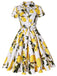 1950ER ZITRONE KURZARM SWING BLUSE KLEID