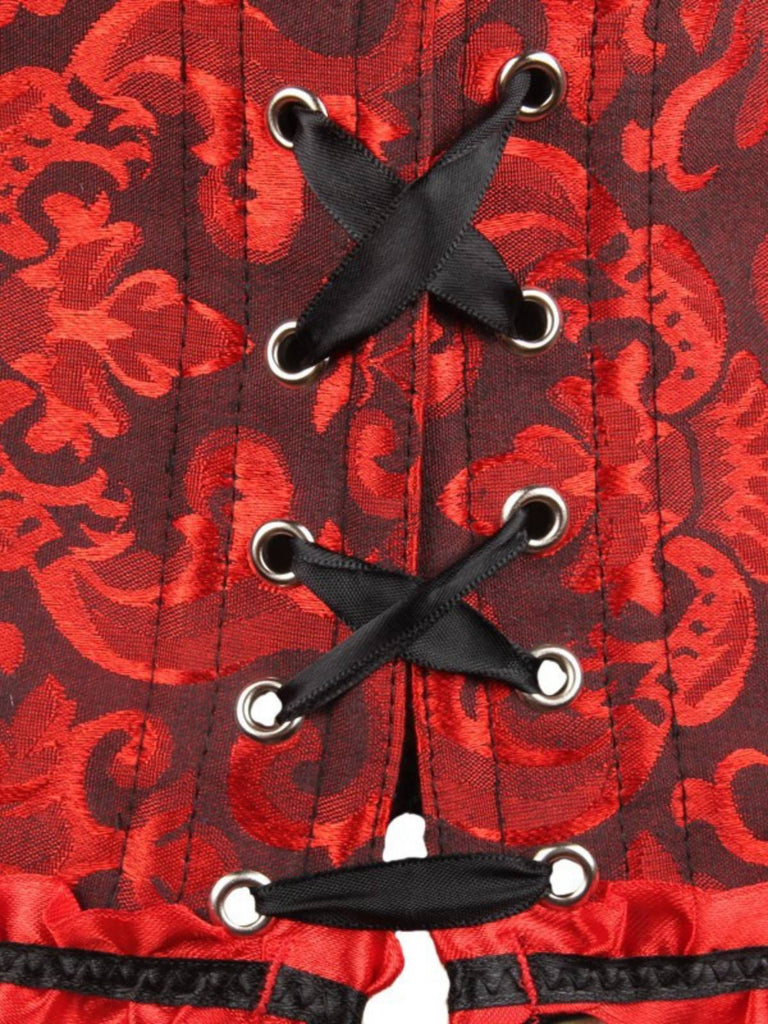 Rot Steampunk Gothic Spitze Überbrust Korsett
