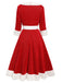 1950ER ROTES PLÜSCH KLEID
