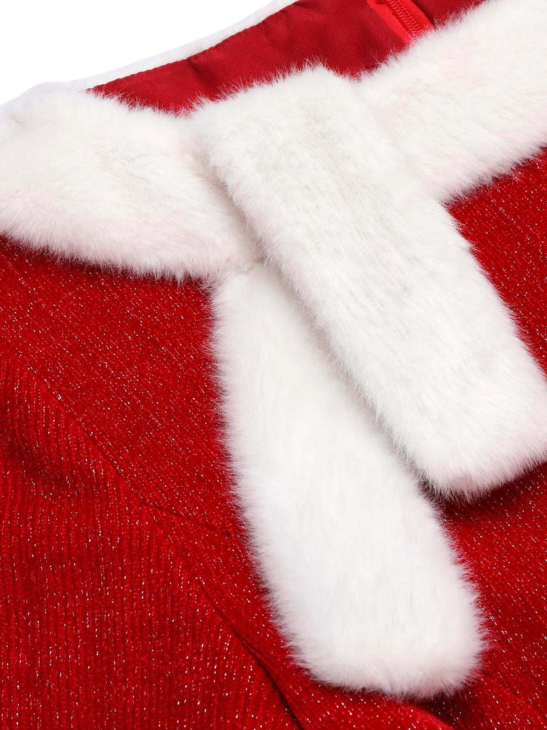 1950ER ROTES PLÜSCH KLEID
