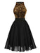 Rot 1950er Glitzer Patchwork Kleid