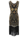 GOLD SCHWARZ 1920ER FRANSEN PERLEN VINTAGE KLEID