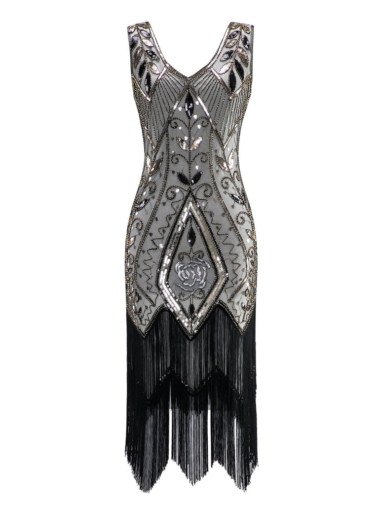 1920ER PAILLETTEN FRANSEN KLEID