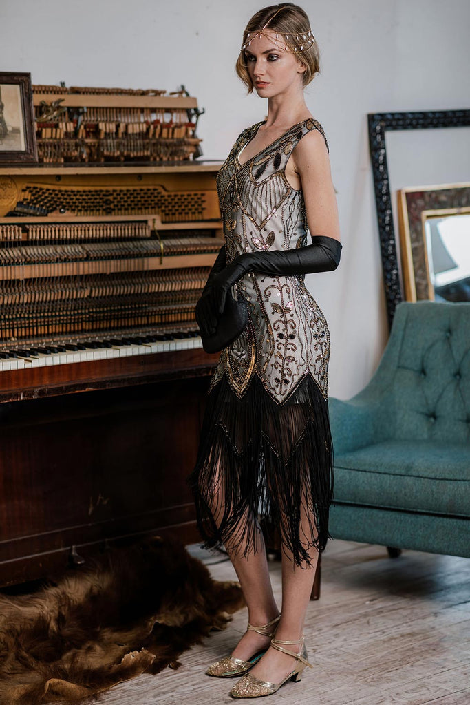 1920ER PAILLETTEN FRANSEN KLEID