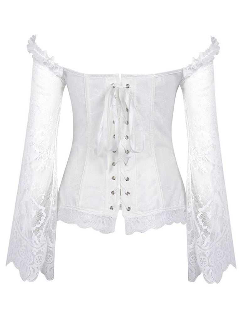 Schwarz Halloween Steampunk Spitze Patchwork Korsett