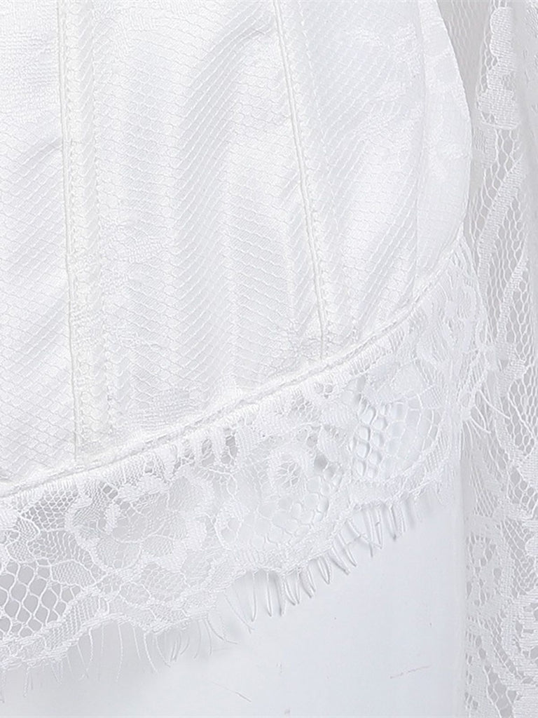 Schwarz Halloween Steampunk Spitze Patchwork Korsett