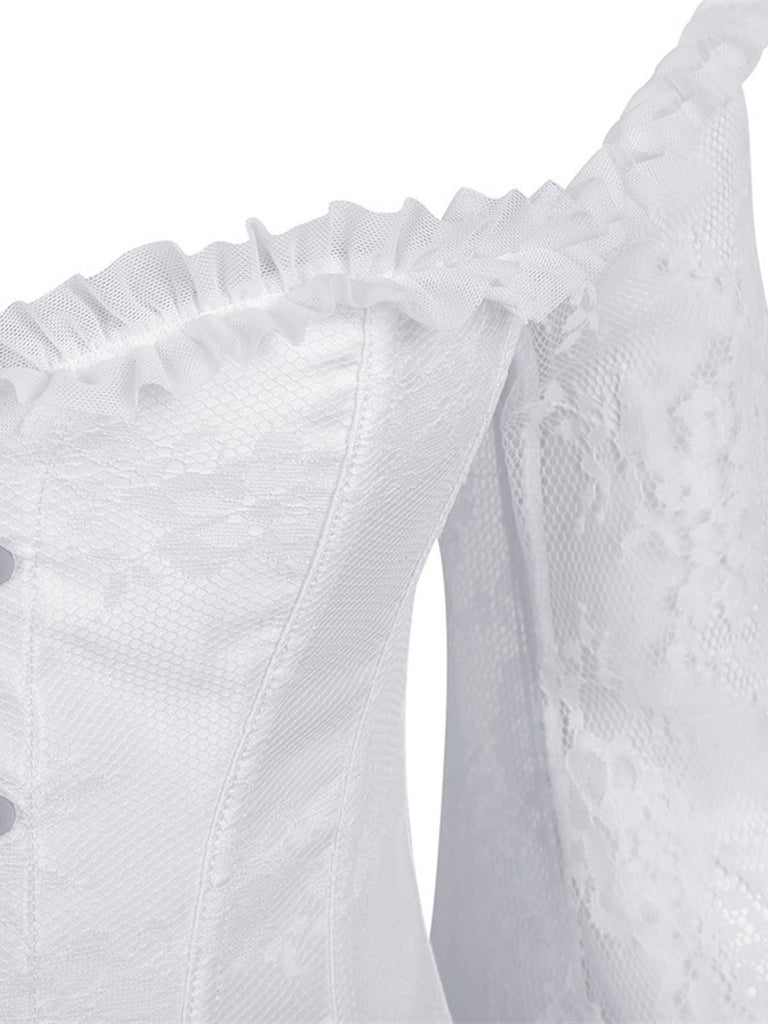 Schwarz Halloween Steampunk Spitze Patchwork Korsett