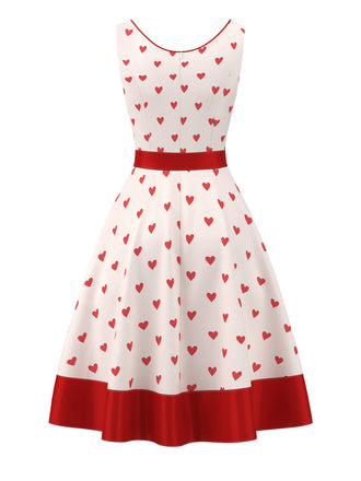 Blassrosa 1950er Herz Sweetheart-Kragen Kleid