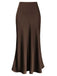 1930er Hohe-Taille Satin Solide Meerjungfrauen Rock