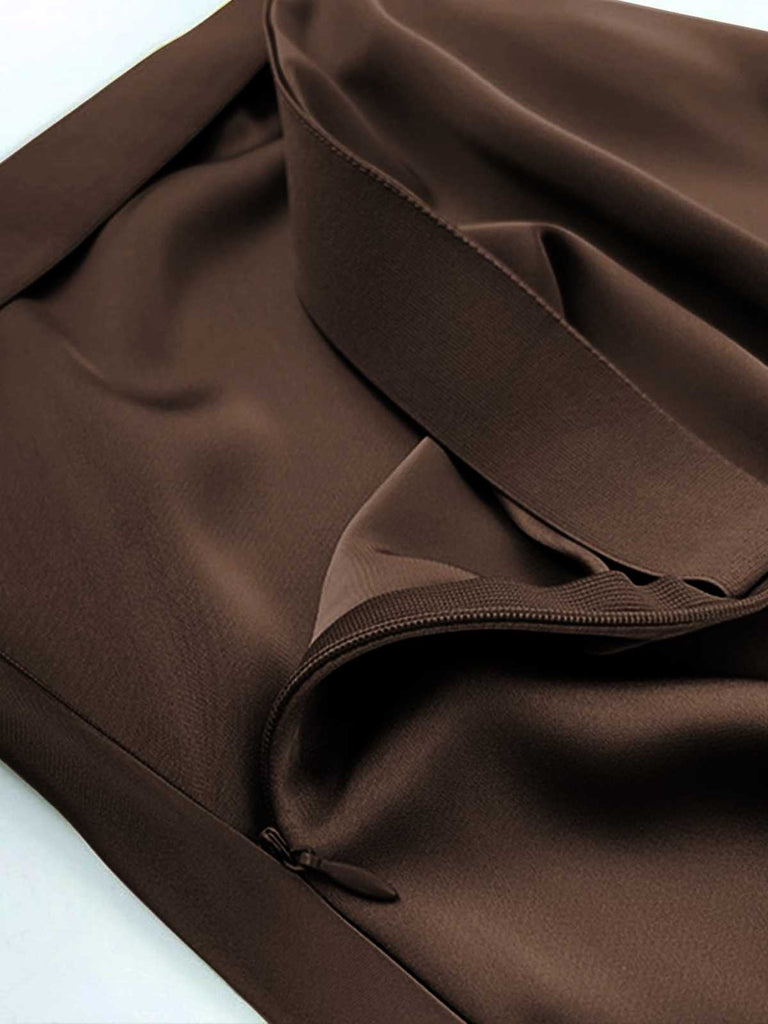 1930er Hohe-Taille Satin Solide Meerjungfrauen Rock