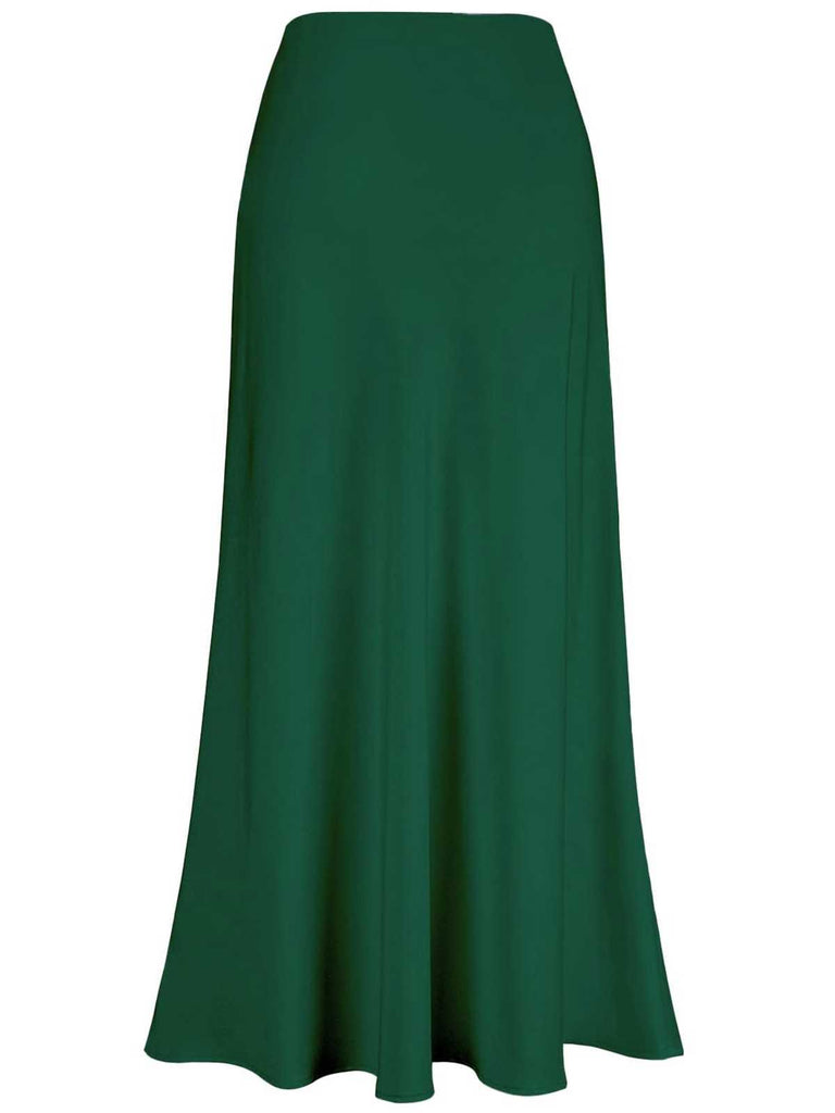 1930er Hohe-Taille Satin Solide Meerjungfrauen Rock