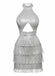Silber 1920er Halter Pailletten Fransen Cutout Party Kleid