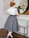 1950ER WEISS&GRAU SCHNÜRUNG SWING KLEID