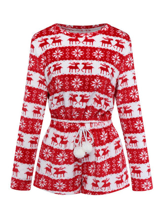 Rot 1960er Weihnachten Rentier-Korallenfleece Pyjama