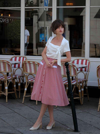 Weiß 1950er Bogen weiße Button Down Bluse