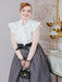 1950ER WEISS&GRAU SCHNÜRUNG SWING KLEID