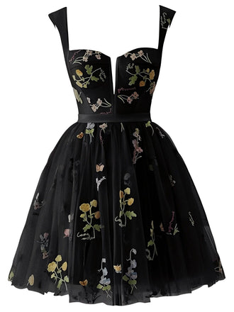 1970er Besticktes Blumen Spitze Mini Kleid