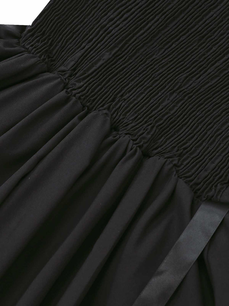Schwarz 1980er Punk Trägerlos Spitze Gothic Korsett Kleid