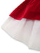 50er Weihnachts-Samtstufenkleid mit weißem Saum und Gürtel