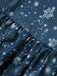 Dunkelblaues 50er Weihnachts-Midikleid mit Weihnachtsmannprint