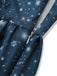 Dunkelblaues 50er Weihnachts-Midikleid mit Weihnachtsmannprint