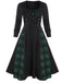 1950er Plaid Patchwork Gotisch Plissiertes Kleid