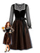 Schwarzes Oktoberfest Dirndl-Set mit Polka-Dots und Kontrastbesatz