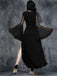 Schwarz 1980er Gothic Schlitz Ausgestellte Ärmel Spitze Kleid