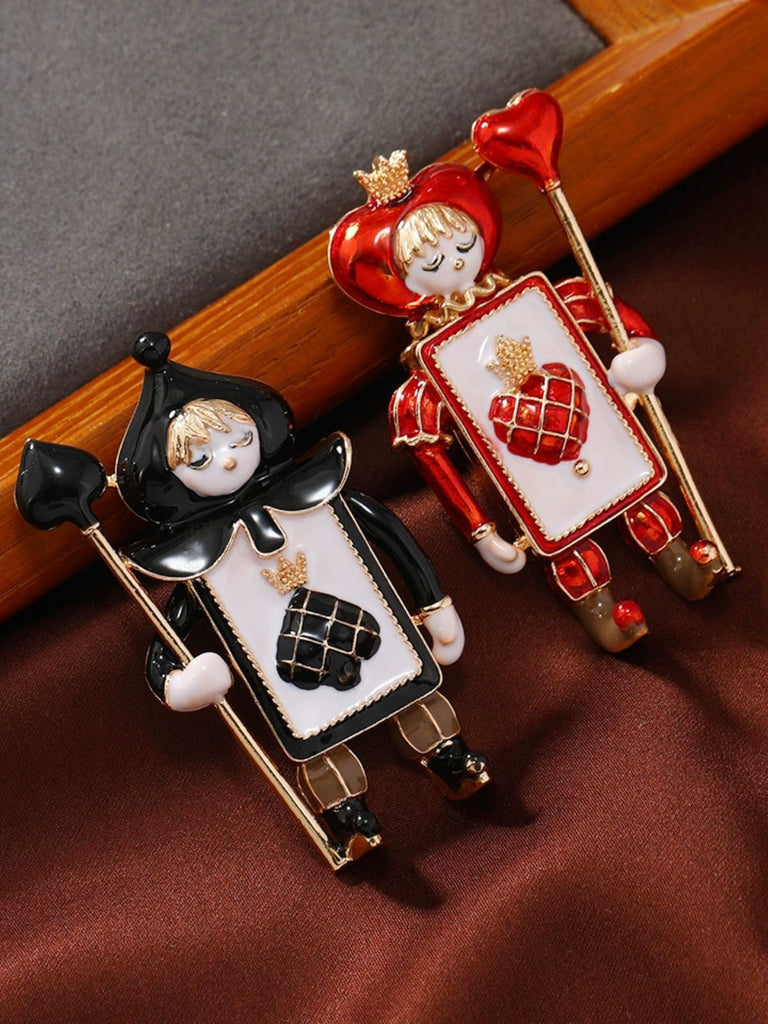 Vintage Rot Herz Schwarz Spatensoldat Weihnachten Brosche