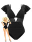 [Vorverkauf] 1960er Solide Netz Tiefer Ausschnitt Bikini Set & Cover-Up
