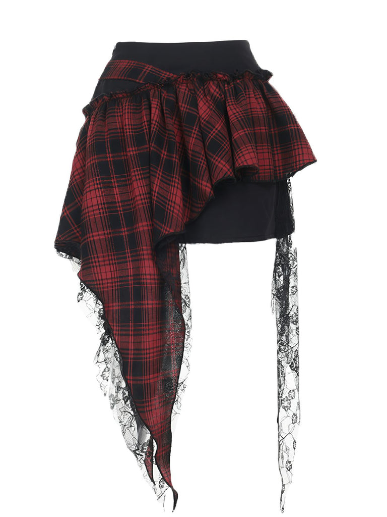 1980er Asymmetrisch Plaids Spitze Chain Gothic Rock
