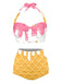 Rosa 1970er Halter Eistüte High-Waist Bikini