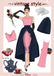 3PCS Rosa 1960er Schleifenbluse & Spaghettikleid & Regenschirm-Rock