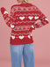1980er Herz Muster Valentinstag Pullover