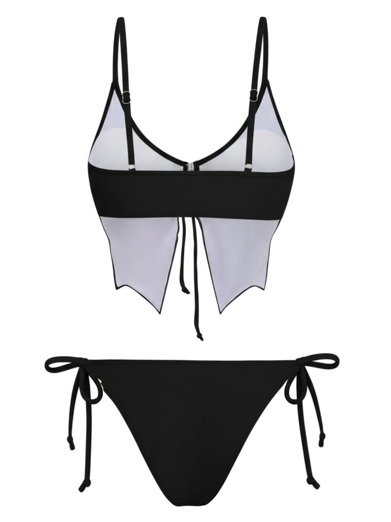 1970er Schmetterling Spaghetti Träger Schnürung Bikini Set