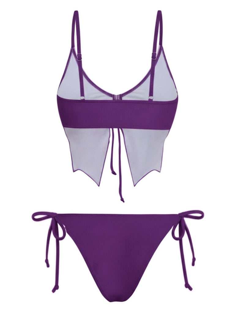 1970er Schmetterling Spaghetti Träger Schnürung Bikini Set