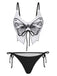 1970er Schmetterling Spaghetti Träger Schnürung Bikini Set