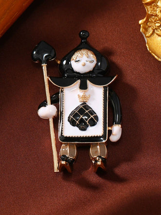 Vintage Rot Herz Schwarz Spatensoldat Weihnachten Brosche