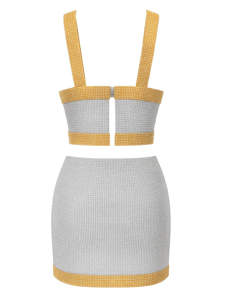 2PCS 1980er Metallisch Kreuzhals Top & Rock