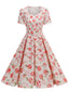 1950er Vintage Blumen Swing Kleid